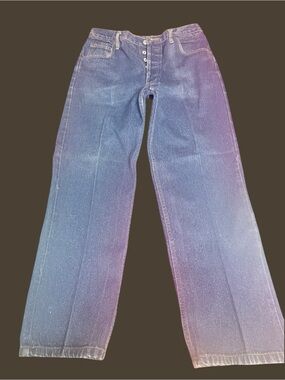 Levi's 501 button fly Blue Denim Jeans with Leather Patch